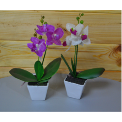 Цветок искусственный Орхидея в горшке прорезиненная 24см микс CV07577-MIX